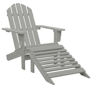 Záhradná stolička s taburetkou sivá drevená