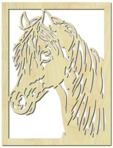 Vyrezávaný obraz na stenu z drevenej preglejky hlava koňa: Prírodná preglejka - Topoľ natural 40 x 50 cm 3907-44546 PR0293