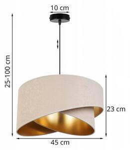Moderná lampa s asymetrickým krémovo bielym tienidlom so zlatým stredom