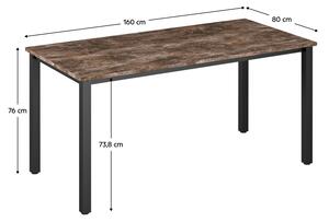 KONDELA PC stôl, betón tmavý, KLAUDIUS TYP 7