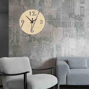Sentop - Moderné nástenné hodiny ARON PR0354 aj čierne: Strieborné ručičky Prírodná preglejka - Topoľ natural 30 cm 3994-52839 PR0354 PREGLAJKA