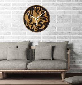 Sentop - Moderné nástenné hodiny čísla HDKF019 MDF dub - čierne: Strieborné ručičky 30 cm 4002-53656 HDKF019 HDF