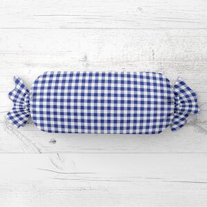 Biante Vankúš valec bonbon Sandra SA-057 Modro-biele kocky 15x40 cm