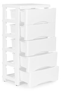 Regál s 5 zásuvkami v bielej farbe