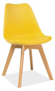 Žltá stolička s bukovými nohami KRIS