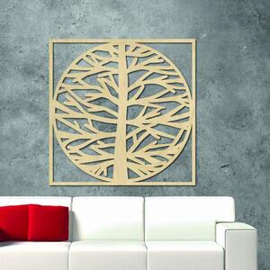 Obraz na stenu strom v ráme MRLVENA: Prírodná preglejka - Topoľ natural Rozmer 40 cm 4016-55826 PR0372-A plywood tree of life