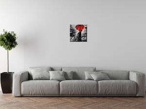 Obraz na plátne Červený bozk v daždi Rozmery: 30 x 30 cm