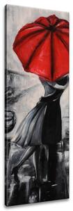 Obraz na plátne Červený bozk v daždi Rozmery: 40 x 40 cm