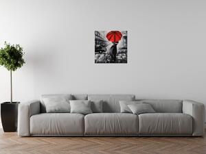 Obraz na plátne Červený bozk v daždi Rozmery: 40 x 40 cm