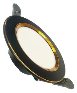 NEDES LED zapustený LED panel kruh 7,5W / 4000K / čierny+zlatý prúžok (LDL321BG)