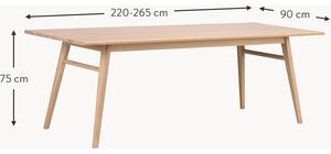 Rozkladací jedálenský stôl z dubového dreva Nagano, 220 - 265 x 90 cm