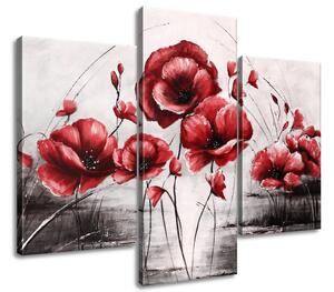 Obraz na plátne Červené Vlčie maky - 3 dielny Rozmery: 90 x 30 cm