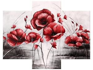 Obraz na plátne Červené Vlčie maky - 3 dielny Rozmery: 90 x 30 cm