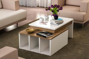 Hanah Home - Elegantný konferenčný stolík COLORADO 90 cm, MDF, biely, hnedý