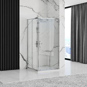 Rea Punto, sprchovací kút 80x80x190 cm, 5mm číre sklo, chrómový profil + biela sprchová vanička Savoy, KPL-K0863
