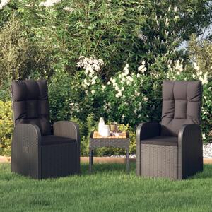Sklápacie záhradné stoličky 2 ks s podložkami, polyratan čierne