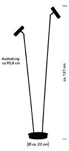Stojacia lampa Tom Pro LED, čierna, 2 svetlá, CCT, stmievač