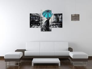 Gario 3 dielny obraz na plátne Tyrkysový bozk v daždi Veľkosť: 90 x 30 cm