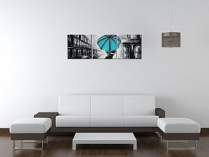 Gario 3 dielny obraz na plátne Tyrkysový bozk v daždi Veľkosť: 90 x 30 cm