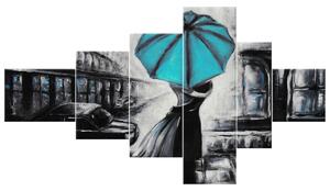 Gario 6 dielny obraz na plátne Tyrkysový bozk v daždi Veľkosť: 180 x 100 cm
