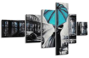 Gario 6 dielny obraz na plátne Tyrkysový bozk v daždi Veľkosť: 180 x 100 cm
