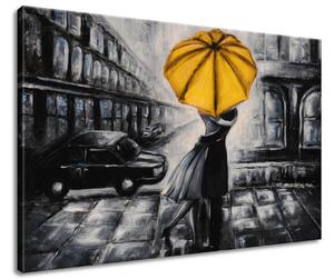 Obraz na plátne Žltý bozk v daždi Veľkosť: 90 x 60 cm
