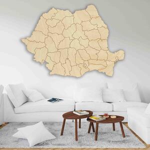Drevená mapa na stenu Rumunsko - ROMA: Prírodná preglejka - Topoľ natural 40 x 58 cm 4184-65846 M006