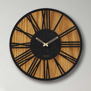 Moderné drevené nástenné hodiny rímske | KLOF: Svetlé HDF - Dub HDF - Dub 30 cm 4229-70727 HDFK029-dub