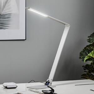 Plochá LED lampa na písací stôl Wasp z hliníka, Hliník / sivá / zinok, Pracovňa / Kancelária, Hliník, Moderný, Stolová lampa
