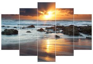 Obraz na plátne Západ slnka nad oceánom - 5 dielny Rozmery: 150 x 70 cm