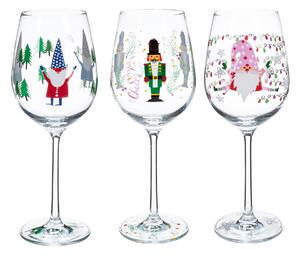 Pohár na víno (3 ks) Tipsy Trio 450 ml - priehľadná / kombinácia farieb