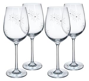 Pohár na víno (4 ks) Snowflake Vino 450 ml - priehľadná / biela