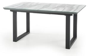 MARLEY stôl rozkládací Pracovná doska - Biely mramor / Popolový, Nohy - Čierny