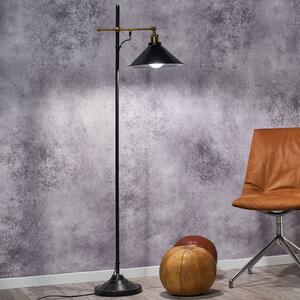 Stojaca lampa Lenius s pohyblivým tienidlom, Čierna, Obývacia izba / jedáleň, kov, Industriálny dizajn, Stojaca lampa