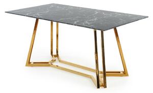 Jedálenský stôl Kamoni (čierny mramor + zlatá) (pre 6 osôb). Vlastná spoľahlivá doprava až k Vám domov. 1028076