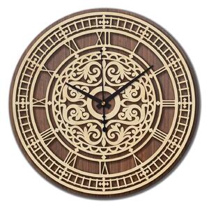 Elegantné drevené hodiny na stenu - Sentop | PR0463 | dvojvrstvové: Preglejka Topoľ HDF - Dub 30 cm 4258-72814 PR0463