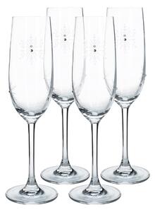 Pohár na šampanské (4 ks) Snowflake Champagne 230 ml - priehľadná / biela
