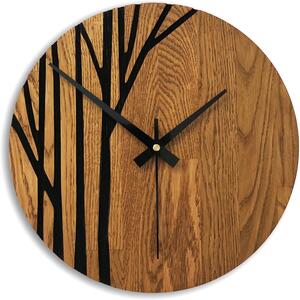 Hodiny na stenu z dubového dreva konáre - AFKOP: Oak - Amber farba 3072 30 cm 4307-76018 MAS003
