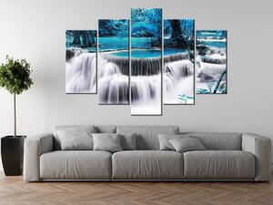 Gario 5 dielny obraz na plátne Vodopád Dong Pee Sua Blue v Thajsku Veľkosť: 100 x 63 cm
