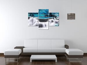 Gario 3 dielny obraz na plátne Vodopád Dong Pee Sua Blue v Thajsku Veľkosť: 90 x 60 cm