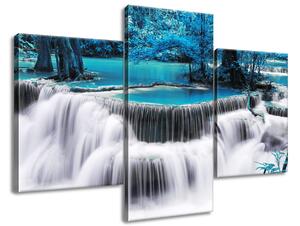 Gario 3 dielny obraz na plátne Vodopád Dong Pee Sua Blue v Thajsku Veľkosť: 90 x 60 cm