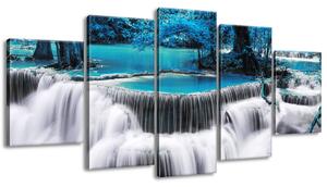 Gario 5 dielny obraz na plátne Vodopád Dong Pee Sua Blue v Thajsku Veľkosť: 100 x 63 cm