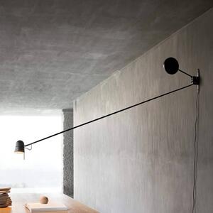 Luceplan LED nástenné svetlo Counterbalance čierne, Čierna, Obývacia izba / jedáleň, kov, Dizajn, Nástenné svetlá