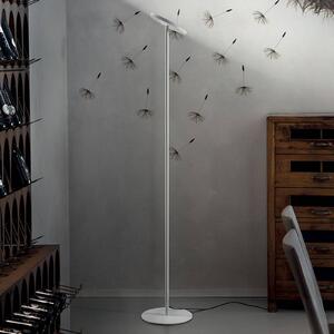 Stojaca LED lampa Joshua v bielej, Biela / opálová, Obývacia izba / jedáleň, kov, Moderný, Zemné bodové svetlo