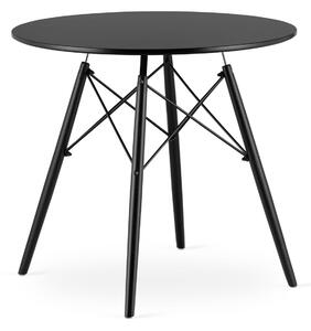LEOBERT Moderný drevený okrúhly stôl 80 cm - čierne / čierne nohy 80 cm