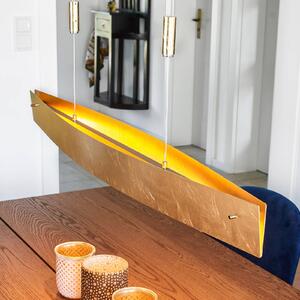 Quitani LED závesné svetlo Malu, zlatá farba, dĺžka 100 cm, Mosadz / zlato, Obývacia izba / jedáleň, Hliník, Moderný, Závesné svietidlo