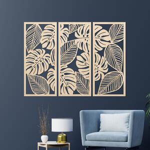 Trojdielny obraz monstera pre milovníkov prírody | PORFOLT: Preglejka Topoľ - bez povrchovej úpravy 60 x 45 cm 4408-85051 PR0523
