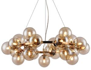 Okrúhla závesná lampa Dallas, zlatá, Mosadz / zlato, Obývacia izba / jedáleň, Sklo, Dizajn, Závesné svietidlo