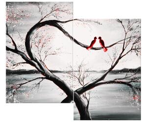 Obraz na plátne Vtáčia láska - 2 dielny Rozmery: 60 x 60 cm