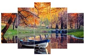 Obraz na plátne Romantické miesto pri jazere - 5 dielny Rozmery: 125 x 70 cm